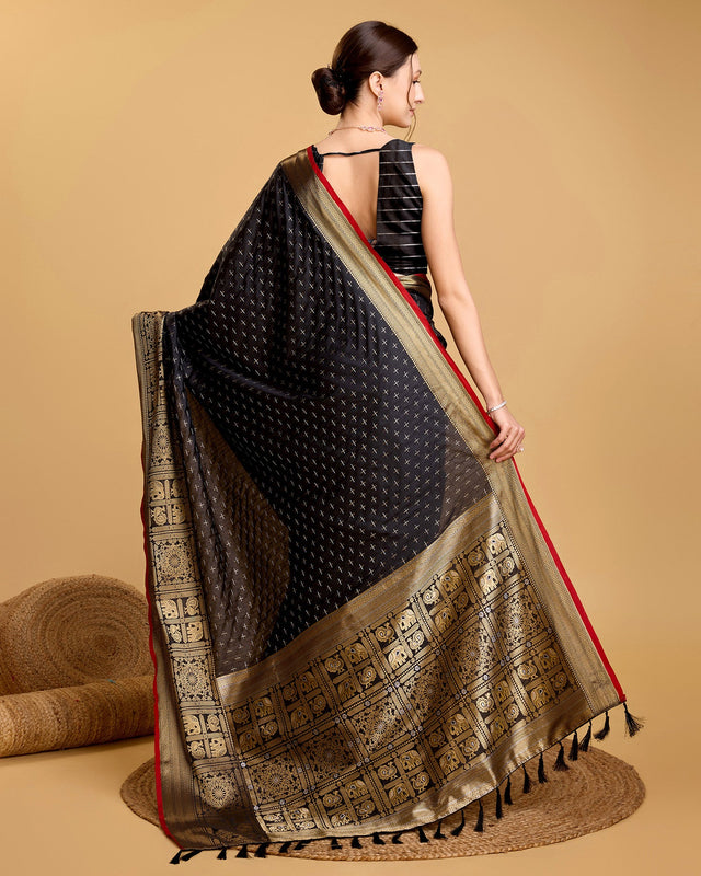 Black Silk Woven Saree