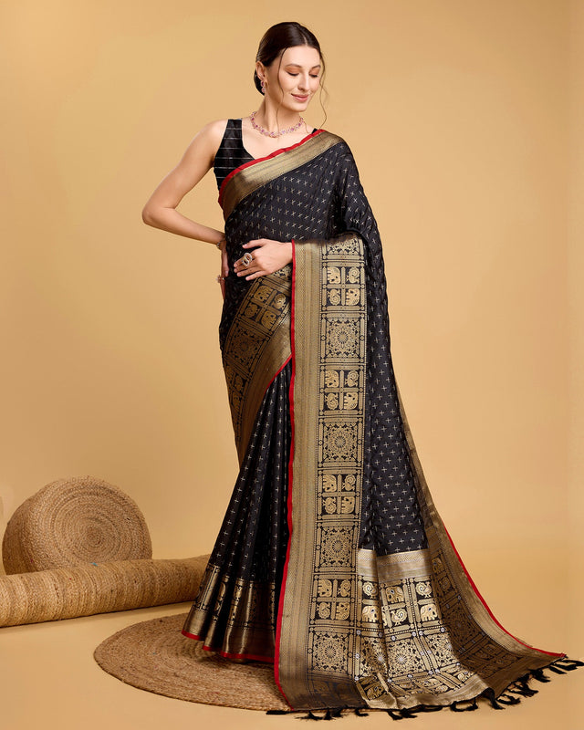 Black Silk Woven Saree