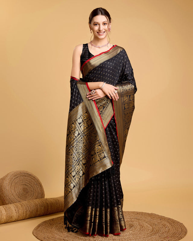Black Silk Woven Saree