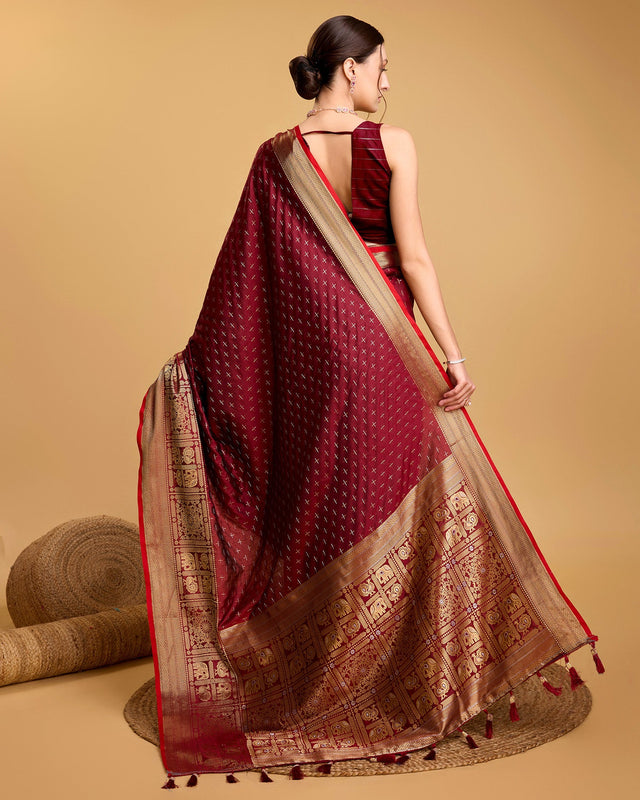 Red Silk Woven Saree