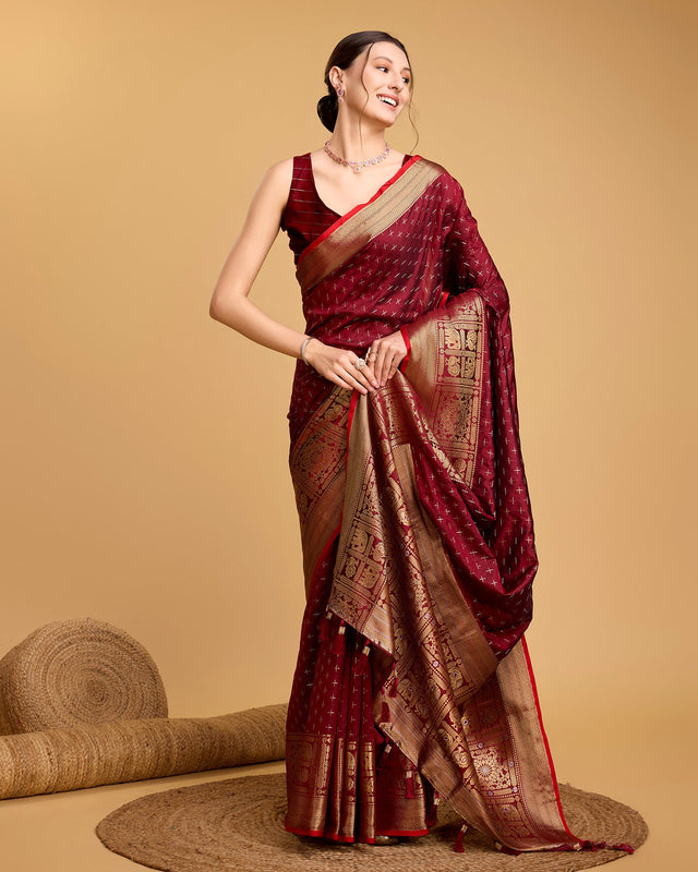 Red Silk Woven Saree