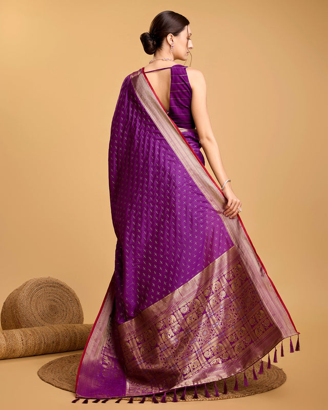 Purple Silk Woven Saree