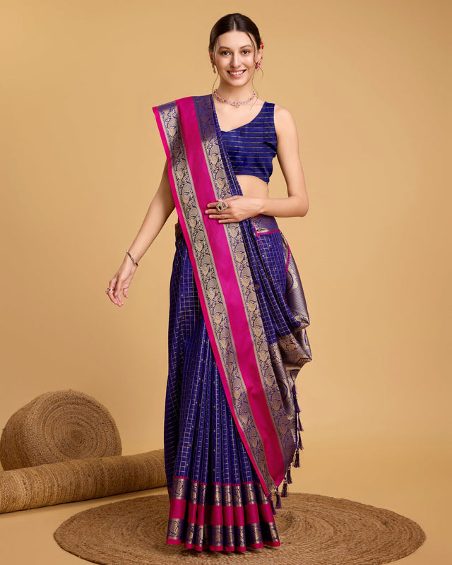 Blue Silk Woven Saree