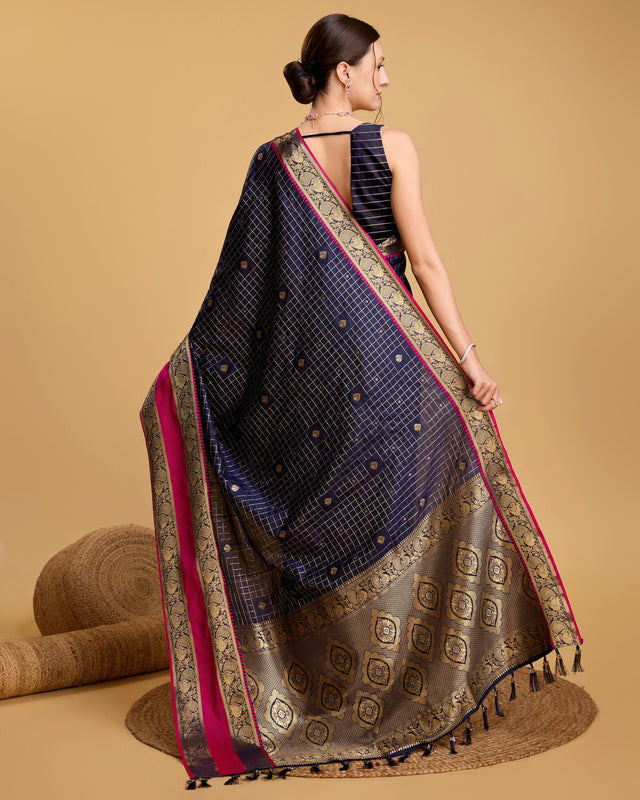 Blue Silk Woven Saree