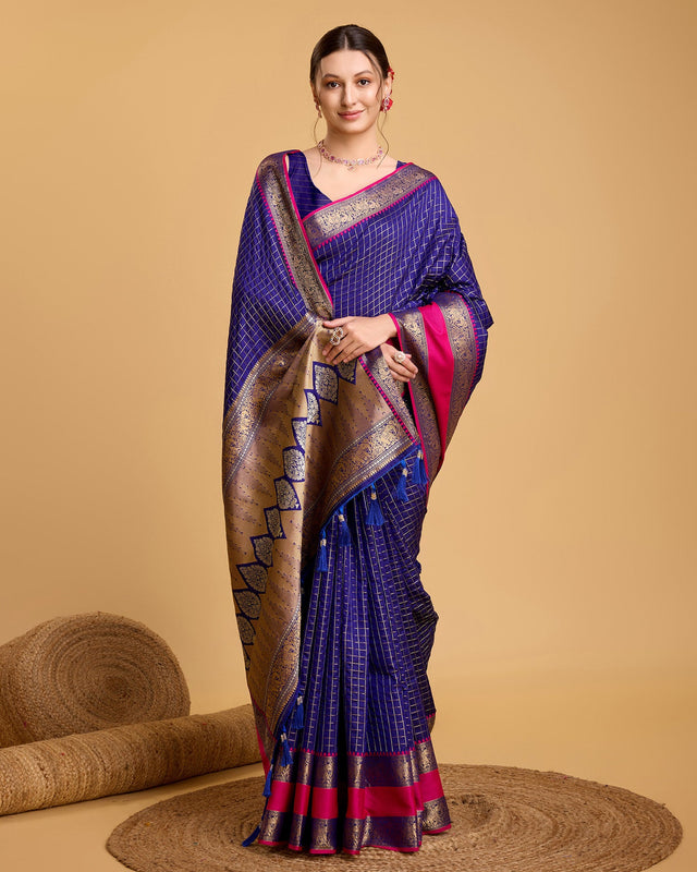 Blue Silk Woven Saree