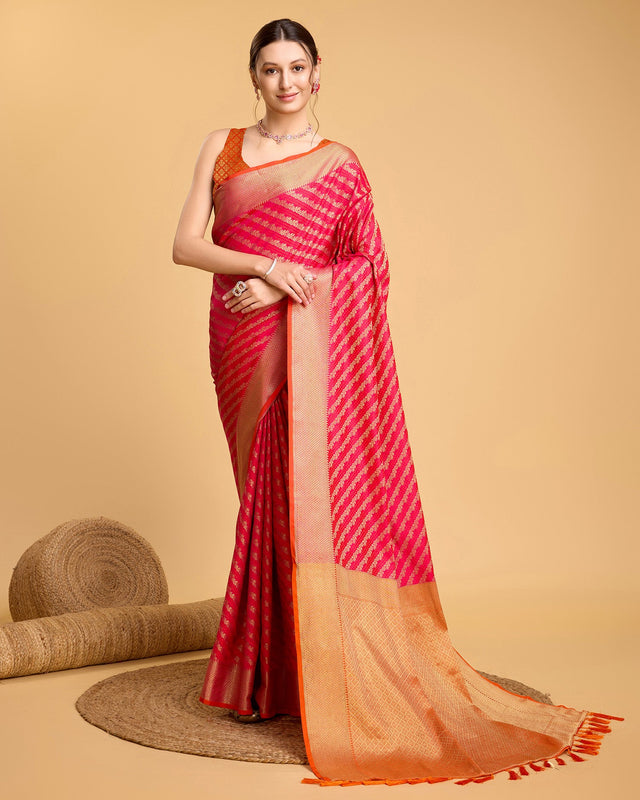 Pink Silk Woven Saree