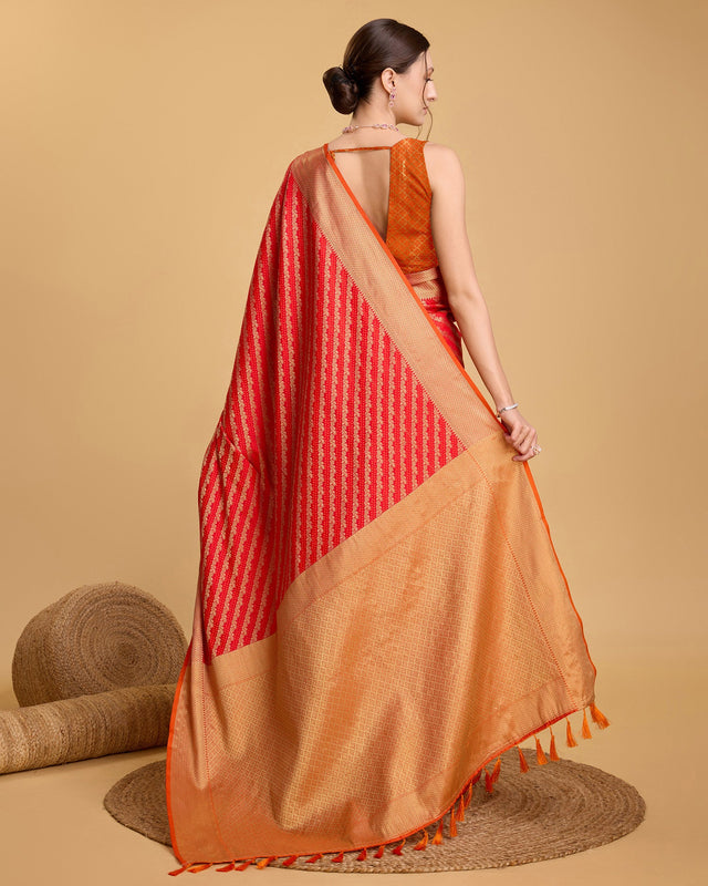 Orange Silk Woven Saree