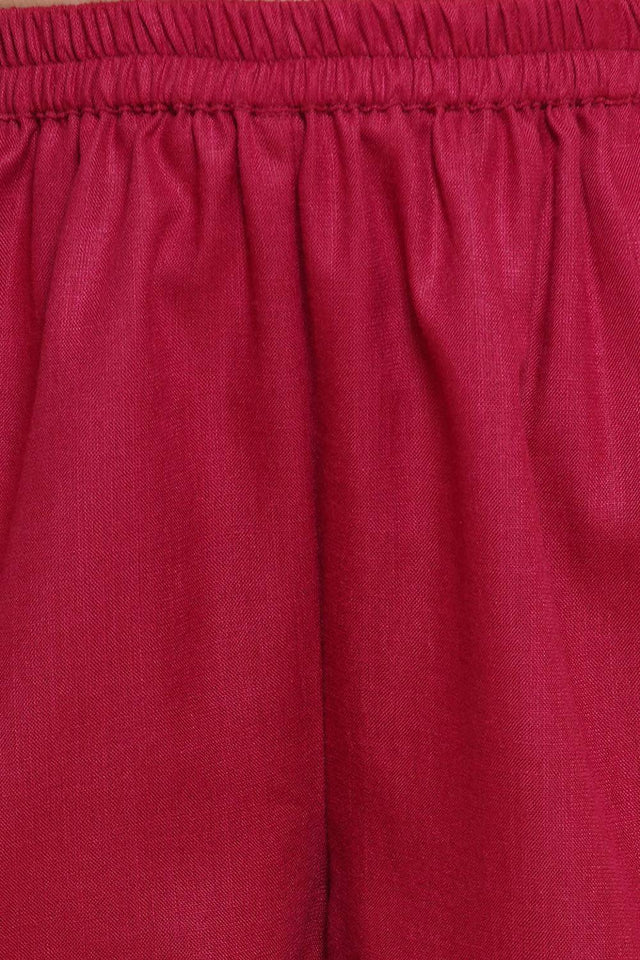 Girl's Maroon Printed Cotton Kurta Set