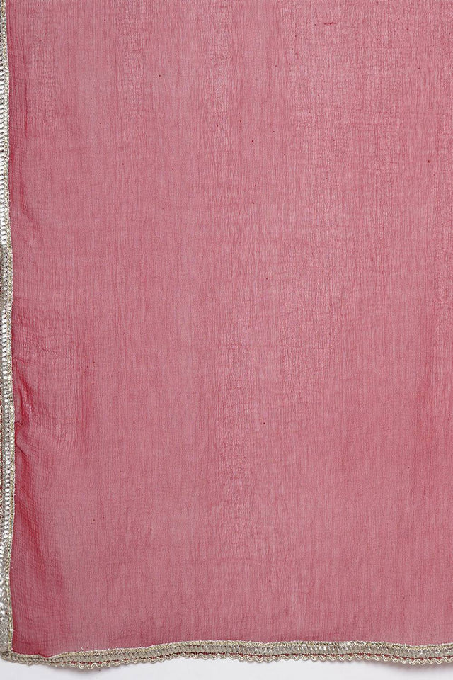 Girl's Maroon Ethnic Motifs Foil Printed Cotton Kurta Set