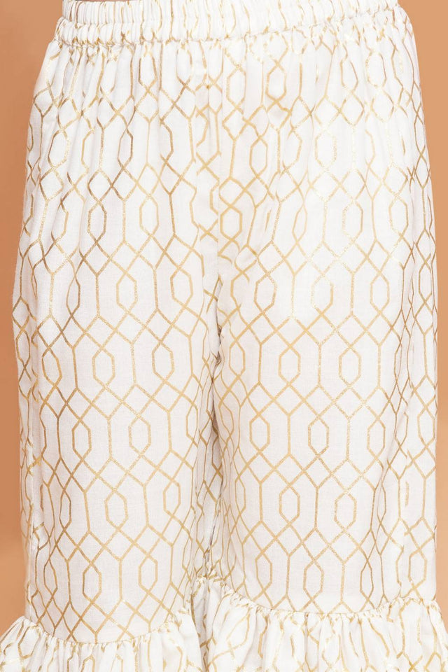 Girl's Pink Floral Printed Cotton Kurta Set