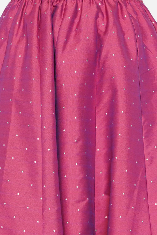 Girl's Pink Embroidered Silk Lehenga