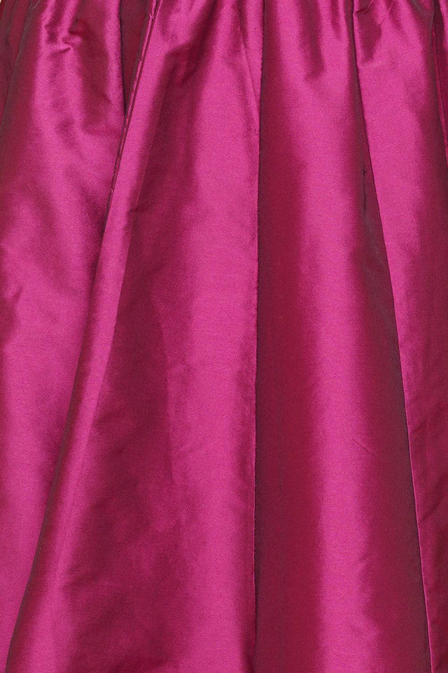 Girl's Maroon Floral Printed Silk Lehenga