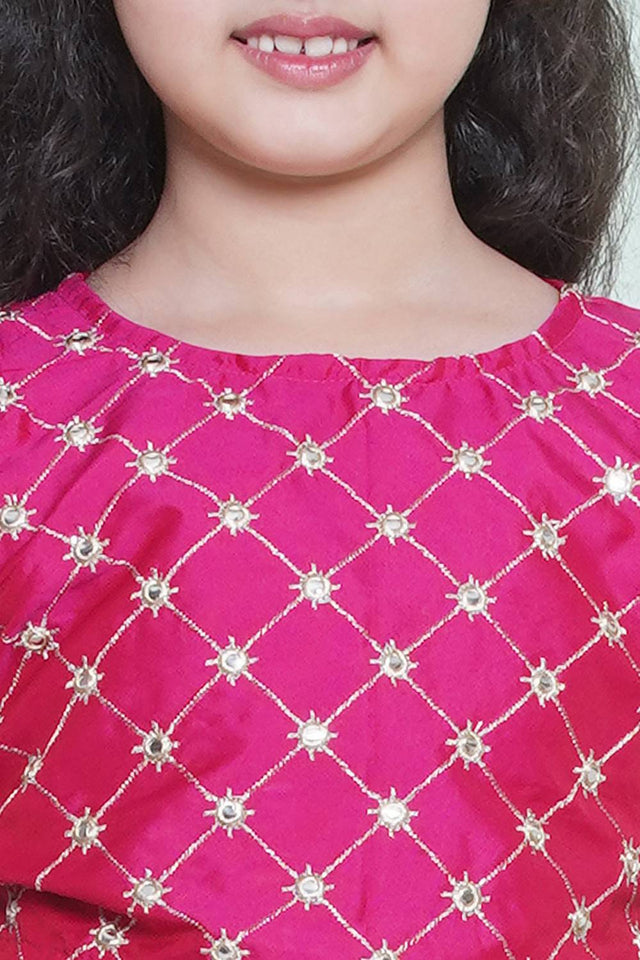Girl's White Floral Printed Silk Lehenga (N2ZTLHC150)