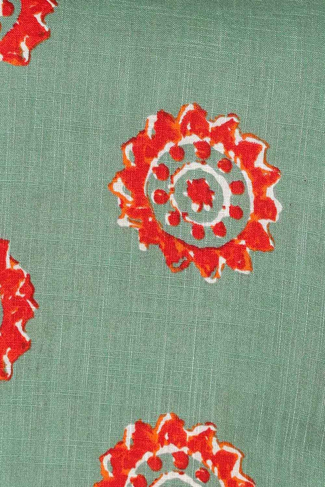 Green Cotton Round Neck Kurti