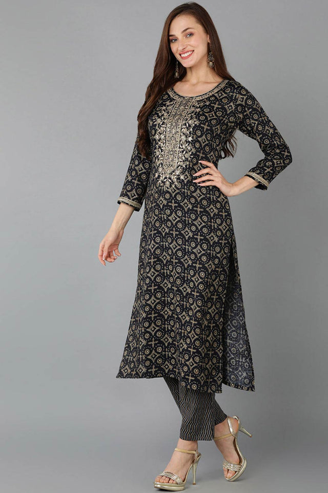 Green Cotton Round Neck Kurti