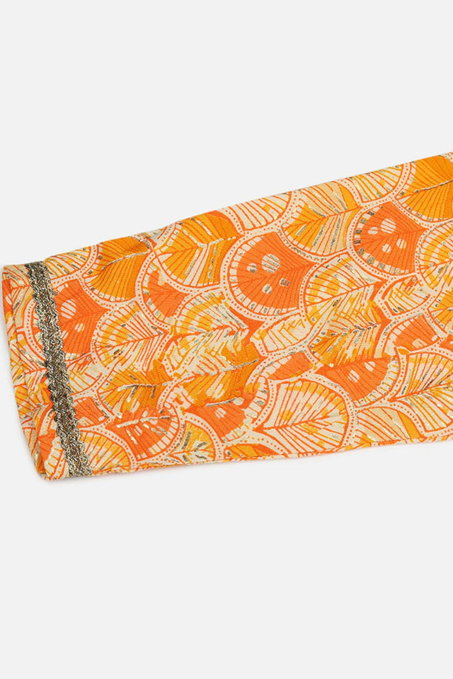 Orange Rayon Keyhole Neck Kurti