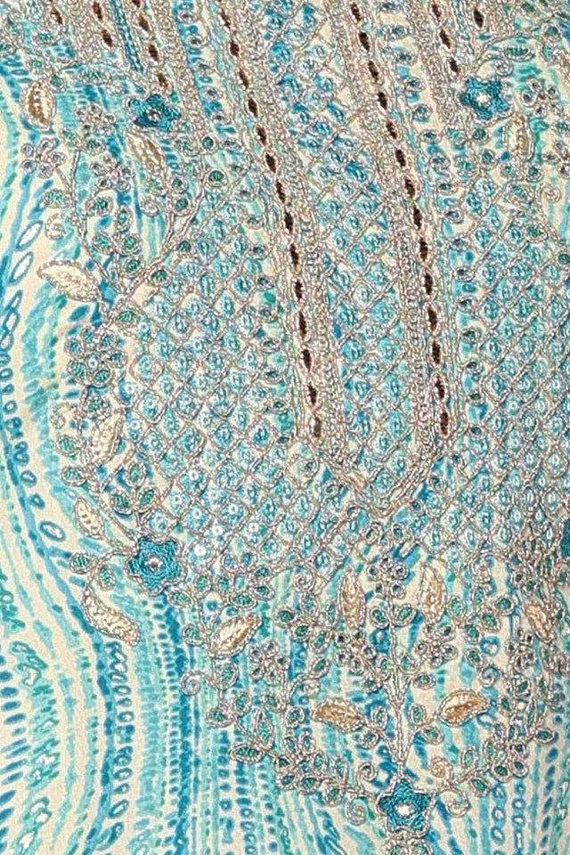 Blue Rayon Floral Print Round Neck Kurti