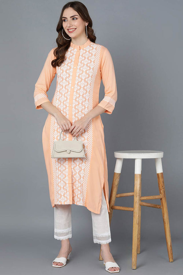 Pink Polysilk Embroidered Mandarin Collar Kurti