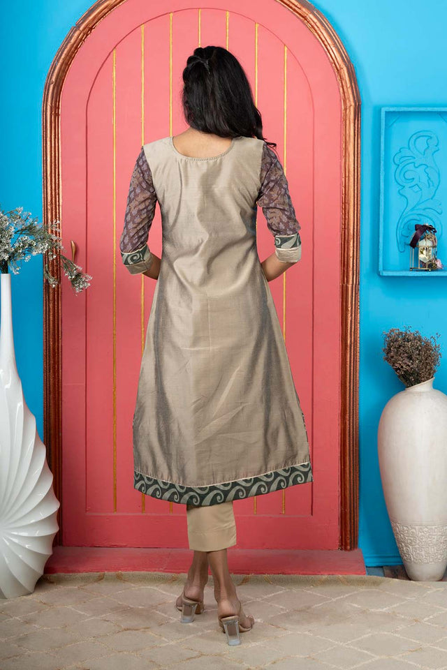 Green Embroidered Silk Anarkali Kurti