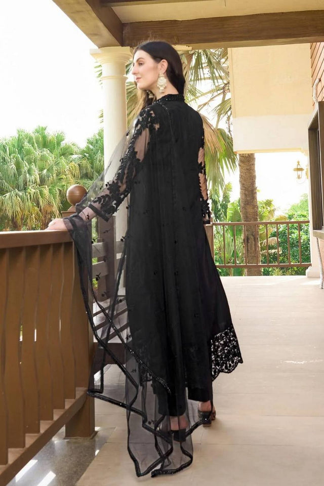 Black Floral Embroidered Art Silk Kurti Pant Set (NC2222ASKD)