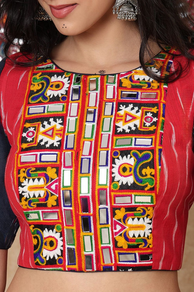 Red Embroidered Cotton Blouse (NCBL-015-RED)