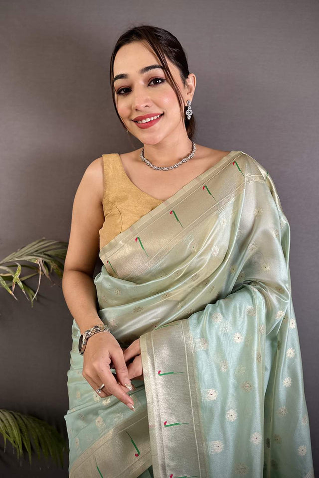 Blue Paithani Woven Tissue Saree (ND1004)