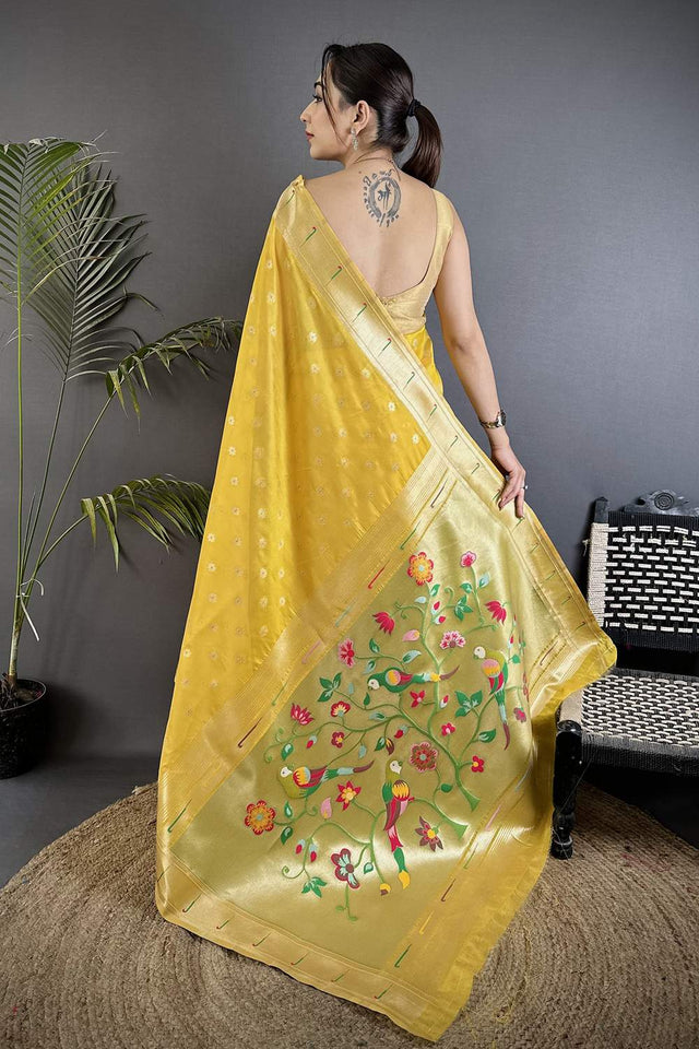 Yellow Paithani Woven Tissue Saree (ND1006)