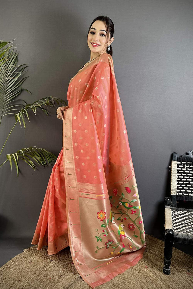 Pink Paithani Woven Tissue Saree (ND1007)