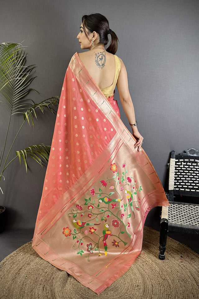 Pink Paithani Woven Tissue Saree (ND1007)