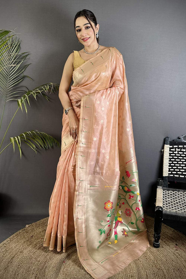 Pink Paithani Woven Tissue Saree (ND1008)