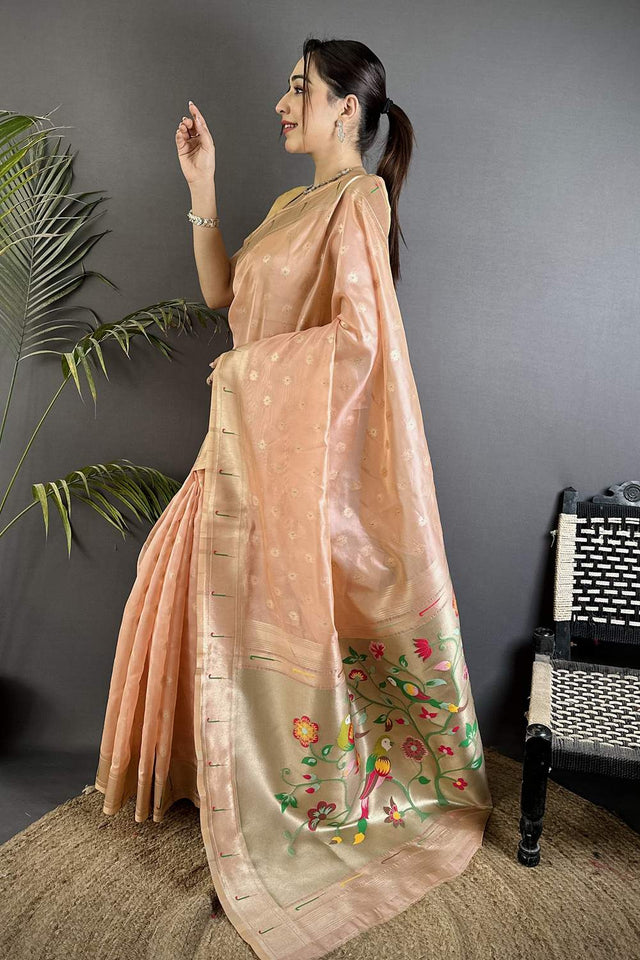 Pink Paithani Woven Tissue Saree (ND1008)