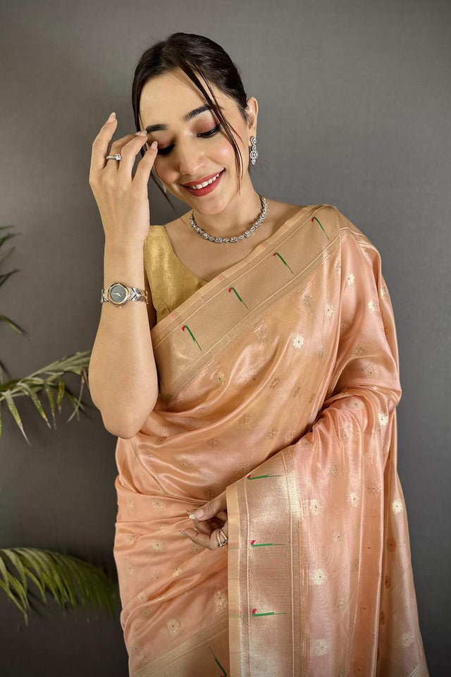 Pink Paithani Woven Tissue Saree (ND1008)