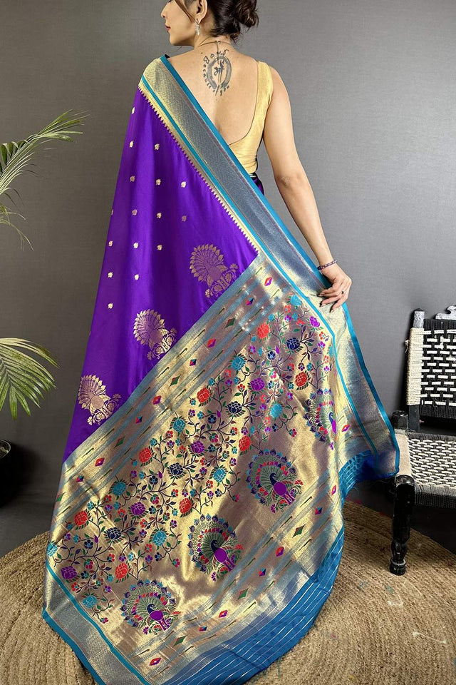 Purple Paithani Woven Silk Saree (ND304)