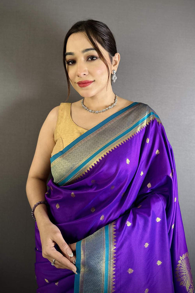 Purple Paithani Woven Silk Saree (ND304)