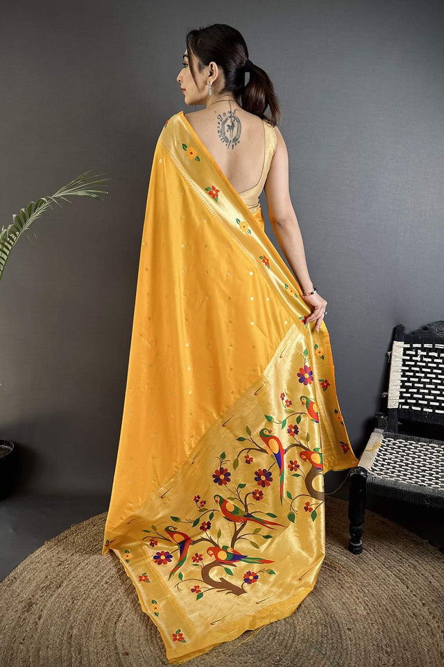 Yellow Paithani Woven Silk Saree (ND806)