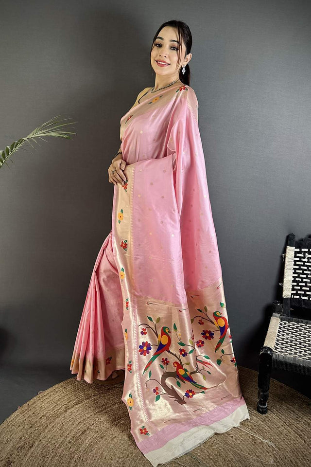Pink Paithani Woven Silk Saree (ND807)