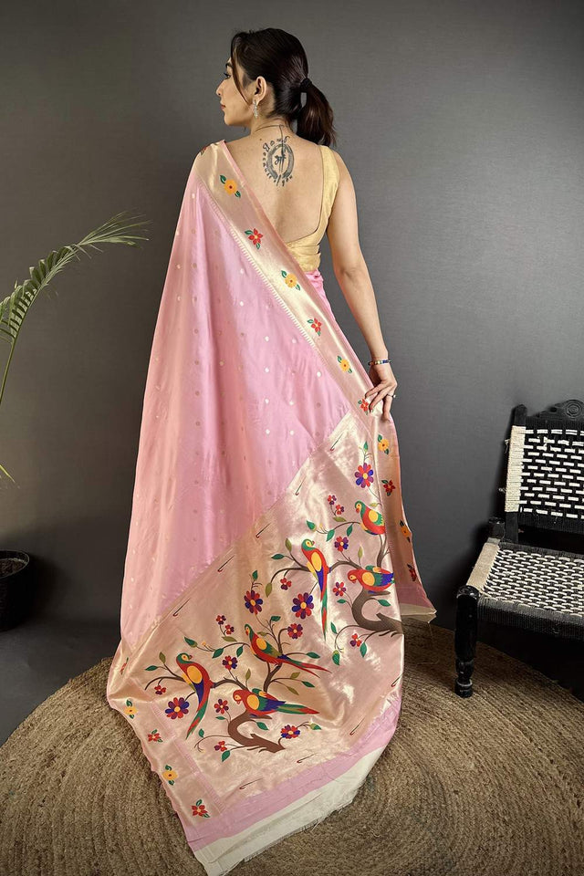 Pink Paithani Woven Silk Saree (ND807)