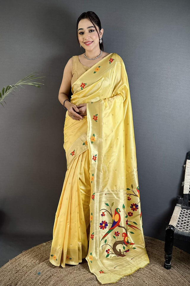 Yellow Paithani Woven Silk Saree (ND813)
