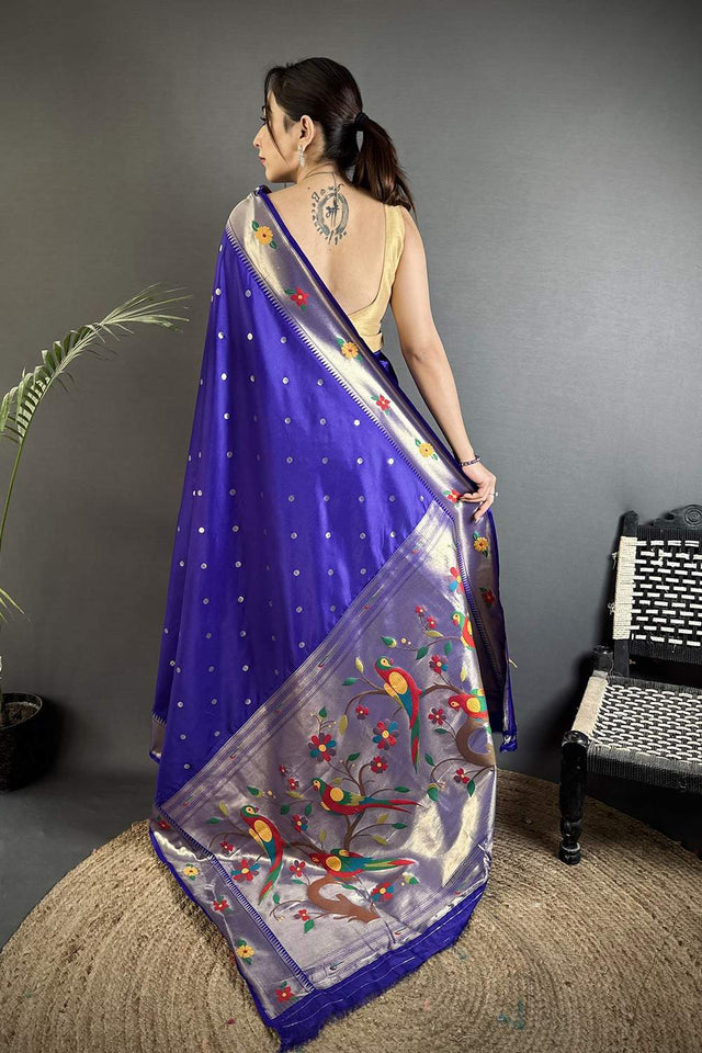 Royal Blue Paithani Woven Silk Saree (ND817)