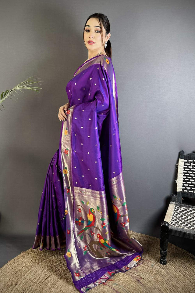 Purple Paithani Woven Silk Saree (ND821)