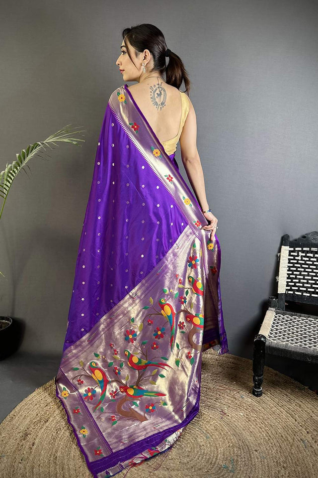 Purple Paithani Woven Silk Saree (ND821)
