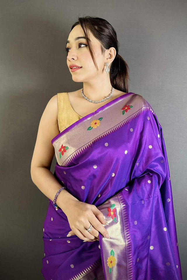Purple Paithani Woven Silk Saree (ND821)