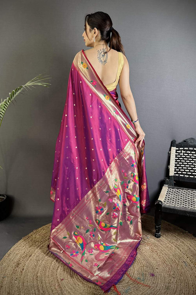 Magenta Paithani Woven Silk Saree (ND822)