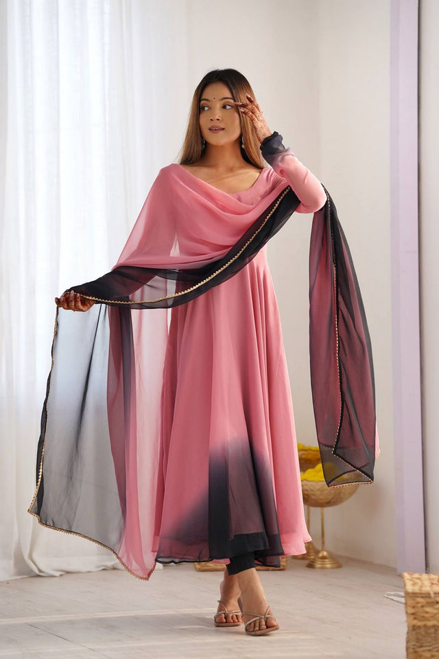 Pink Solid Georgette Anarkali Suit (NKB-51-ONIONPINK)