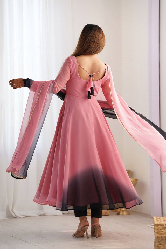 Pink Solid Georgette Anarkali Suit (NKB-51-ONIONPINK)