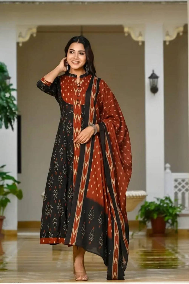 Multi Color Printed Cotton Kurti Pant Set (NYS-151304-BR)
