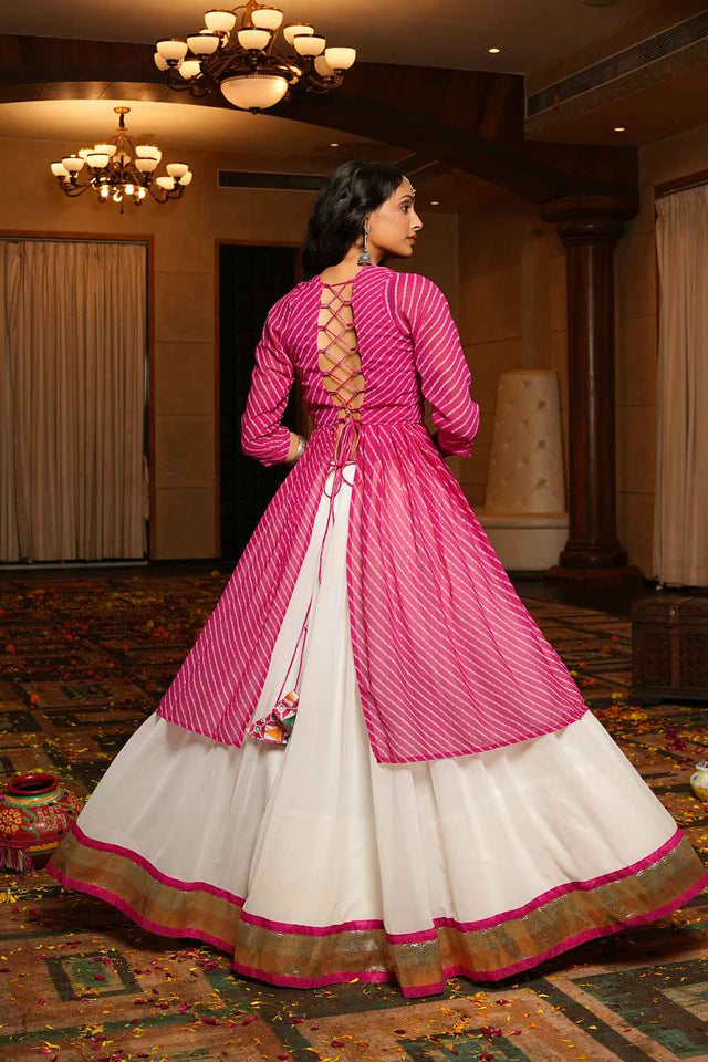 White Solid Georgette Lehenga