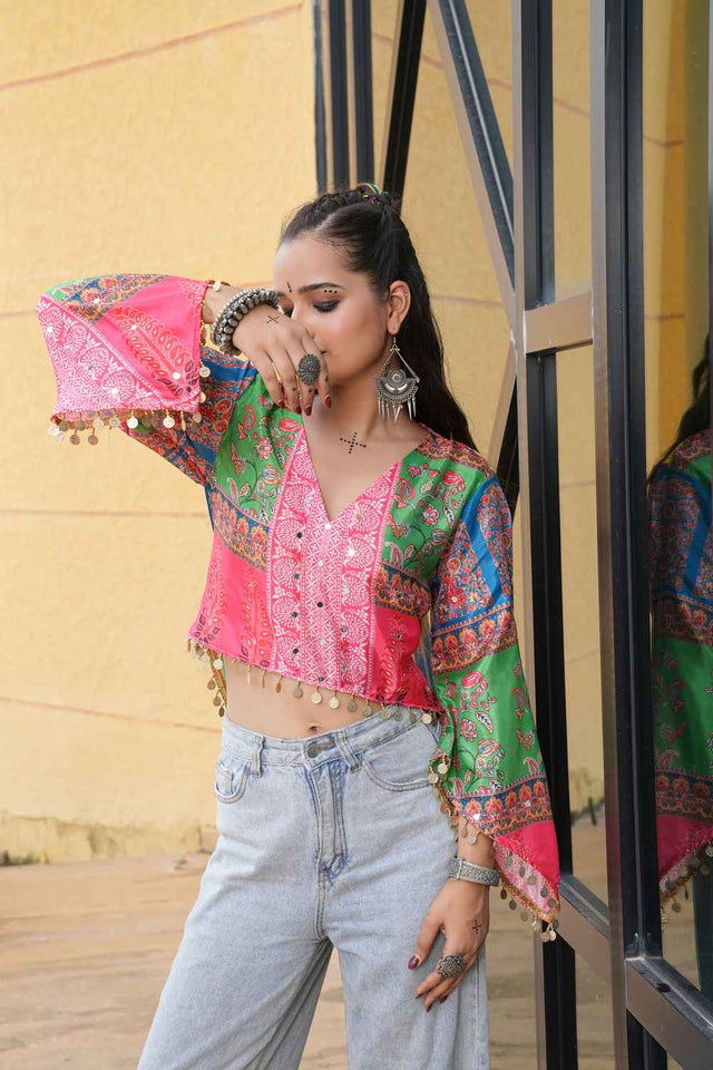 Multi Embroidered Chinon Top