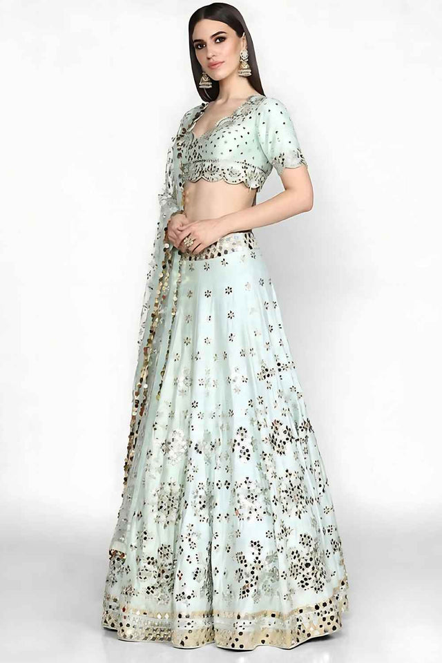 Sky Blue Mirror Sequin Silk Lehenga (Net_MrSky)