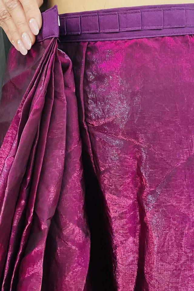 Wine Solid Silk Saree